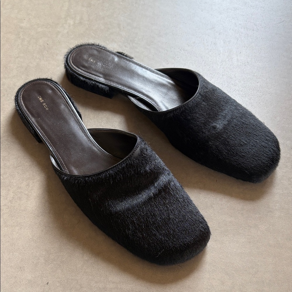 The Row Penelope calf hair slides 40.5